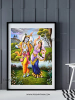 DIVINE NRITYA RADHA KRISHNA CANVAS PAINTING (Handpainted)