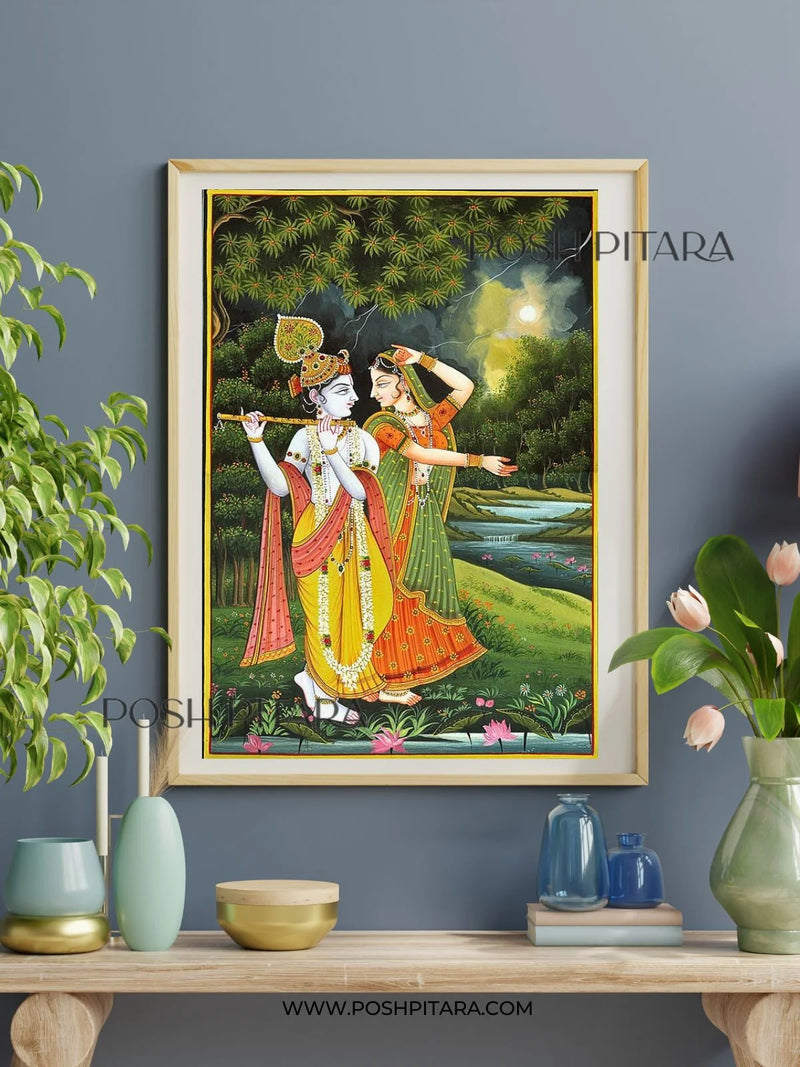 MYSTICAL RADHA KRISHNA PICHWAI (Handpainted)