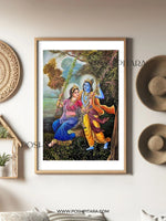 SWINGING SERENADE OF RADHA KRISHNA CANVAS PAINTING (Handpainted)