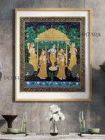 KRISHNA AND HIS BELOVED GOPIS PICHWAI (Handpainted)