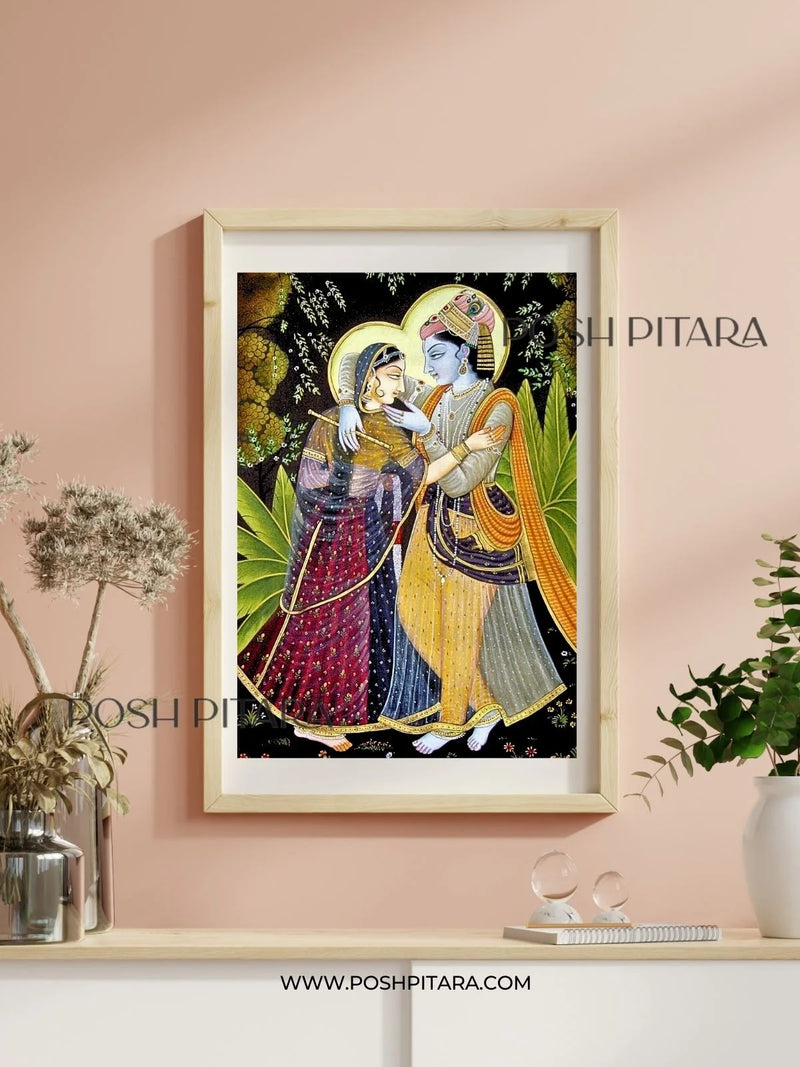 RADHA KRISHNA'S SACRED SYMPHONY PICHWAI (Handpainted)