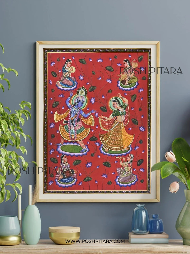 RADHA KRISHNA'S MELODIC RAS LEELA PICHWAI (HANDPAINTED)