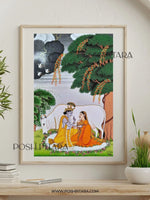 RADHA KRISHNA WITH THE HOLY COW (Handpainted)