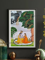 RADHA KRISHNA WITH THE HOLY COW (Handpainted)