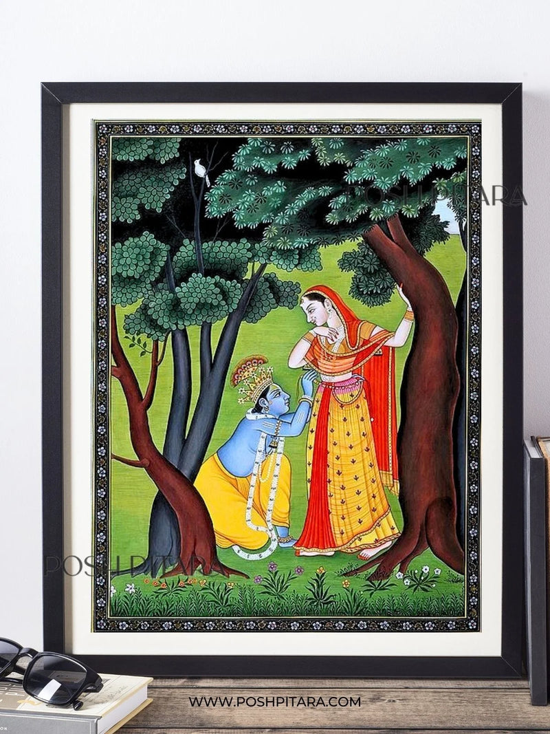 WHISPERS OF DEVOTION WITH RADHA KRISHNA (Handpainted)