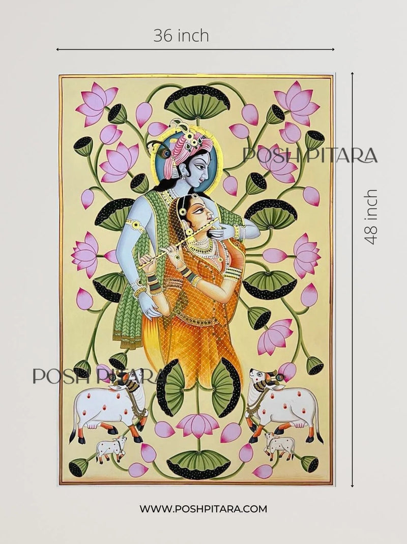 RADHA KRISHNA KAMAL TALAI PICHWAI (Handpainted)