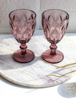 DIAMOND TEXTURED VINTAGE WINE GOBLETS (SET OF 2)