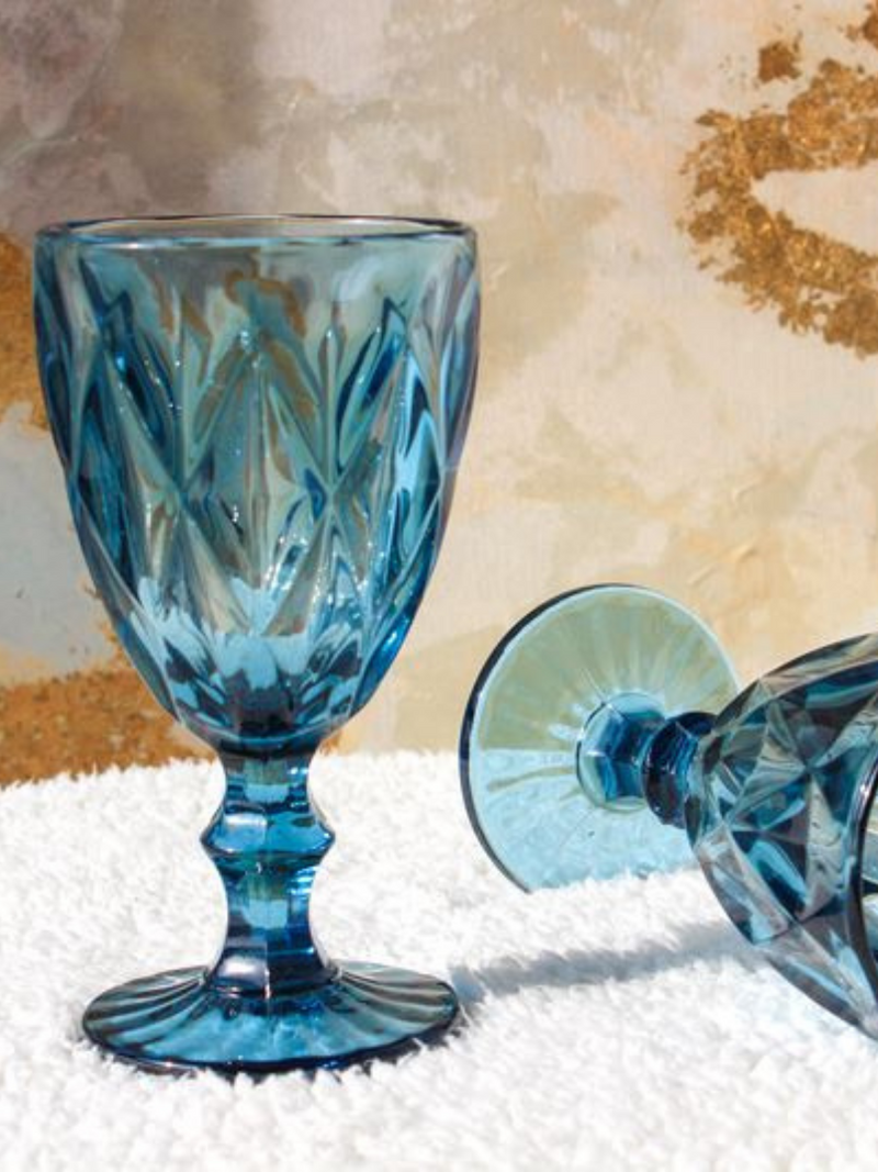 DIAMOND TEXTURED VINTAGE WINE GOBLETS (SET OF 2)