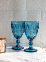 DIAMOND TEXTURED VINTAGE WINE GOBLETS (SET OF 2)