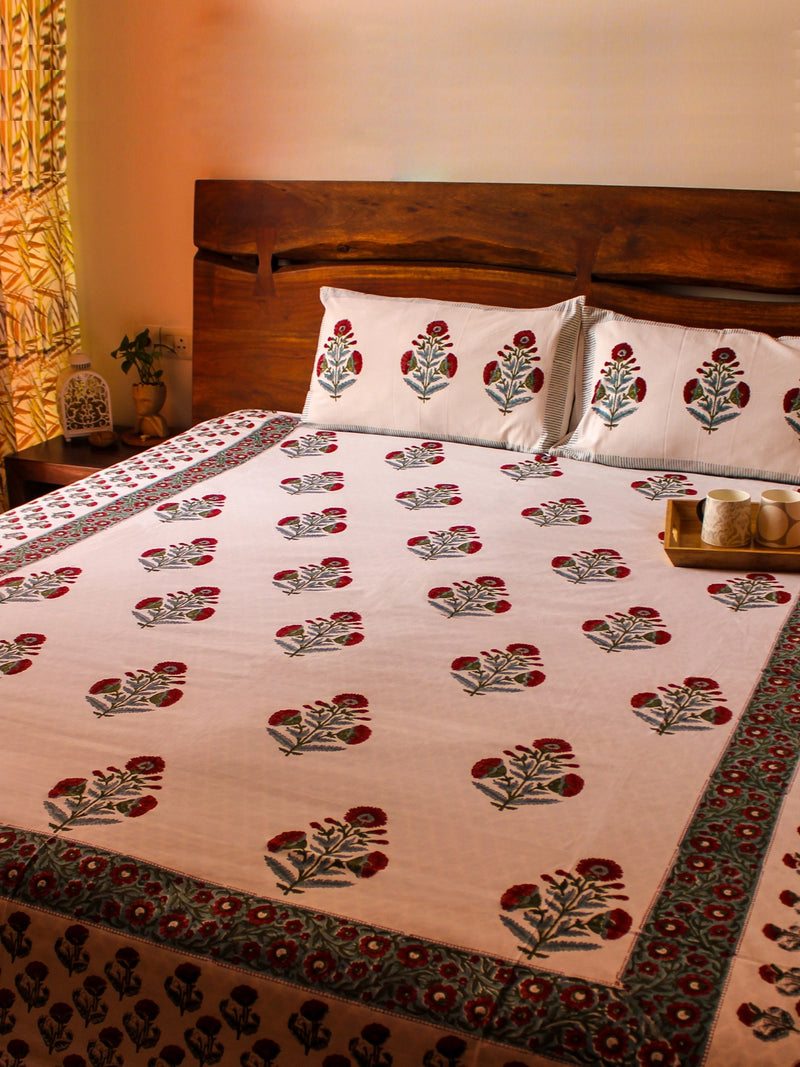 ENGLISH GARDENIA MUGHAL BEDSHEET