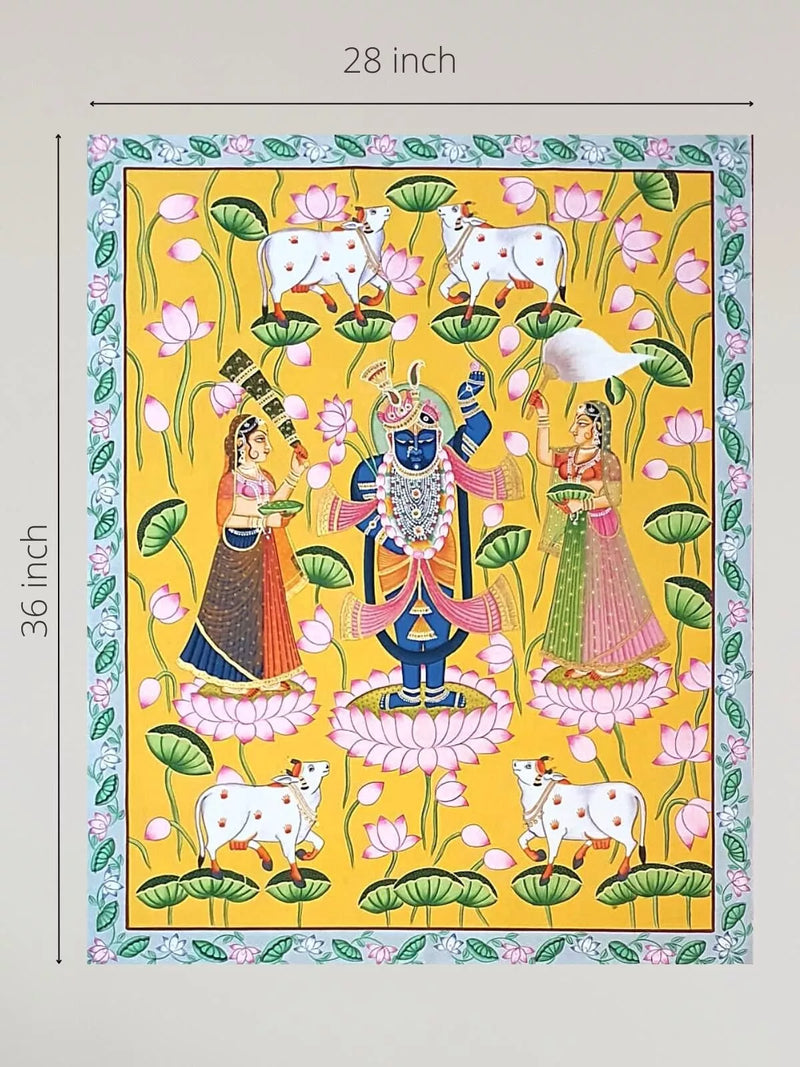 HANDPAINTED GOPIS WITH SHRINATHJI PICHWAI