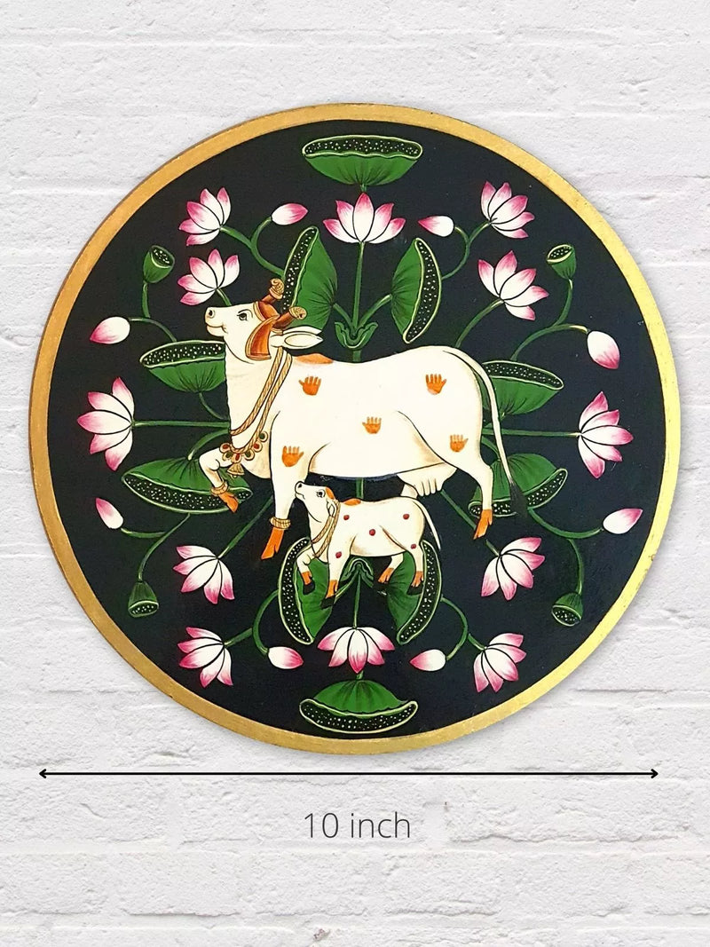 HANDPAINTED KANHA’S COWS PICHWAI WALL PLATES (SET OF 2)