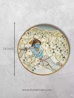 HANDPAINTED THE ENCHANTING GOVARDHAN LEELA PICHWAI WALL PLATES( SET OF TWO)