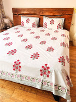 MAJESTIC MUGHAL BLOOM HANDBLOCK PRINTED BEDSHEET WITH REVERSIBLE PILLOW CASES