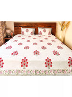 MAJESTIC MUGHAL BLOOM HANDBLOCK PRINTED BEDSHEET WITH REVERSIBLE PILLOW CASES