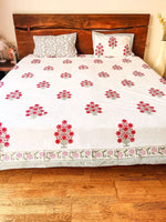 MAJESTIC MUGHAL BLOOM HANDBLOCK PRINTED BEDSHEET WITH REVERSIBLE PILLOW CASES