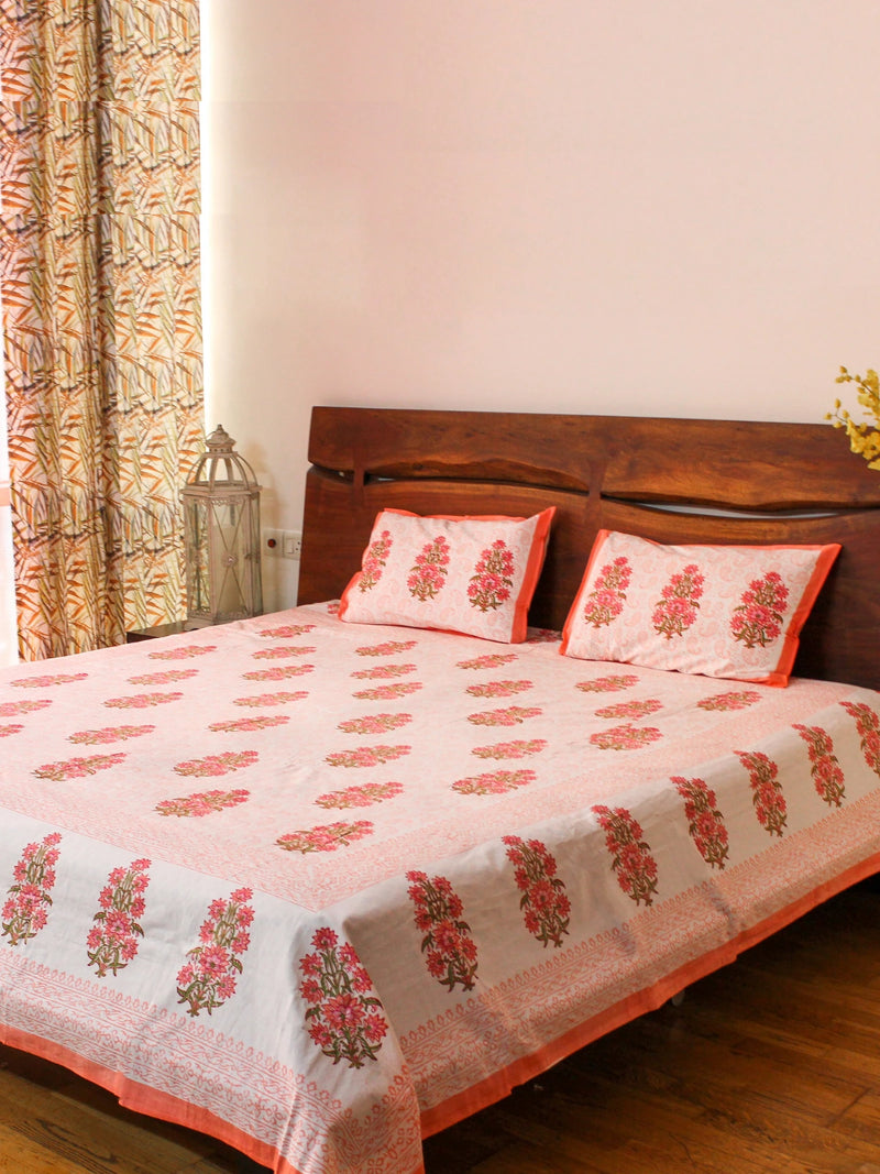 KESAR BOUQUET HANDBLOCK PRINTED BEDSHEET