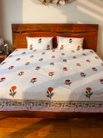 MAGICAL MARIGOLD HAND BLOCK PRINTED BEDSHEET WITH PILLOW CASES