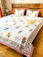 MAGICAL MARIGOLD HAND BLOCK PRINTED BEDSHEET WITH PILLOW CASES