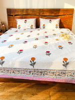 MAGICAL MARIGOLD HAND BLOCK PRINTED BEDSHEET WITH PILLOW CASES