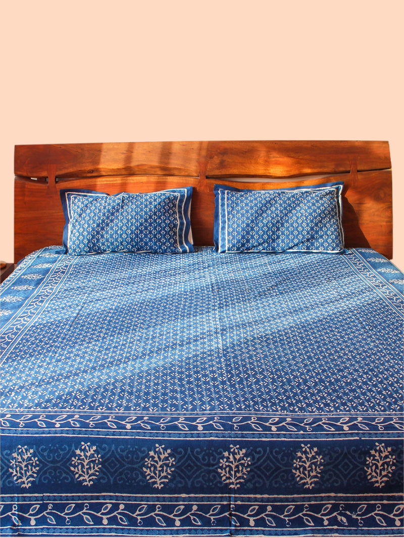 MEDITERRANEAN FLORAL INDIGO BEDSHEET