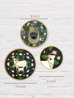 HANDPAINTED SHREE NATH JI PICHWAI WALL PLATES (SET OF 3)