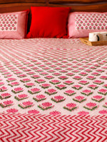 RED BOTANIC JAAL JAIPURI BEDSHEET