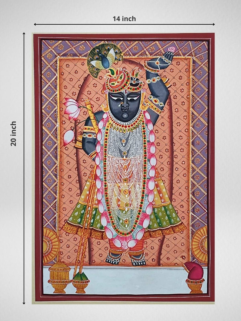 HANDPAINTED SHREENATHJI DARSHAN PICHWAI – ROYAL PLUM THEME